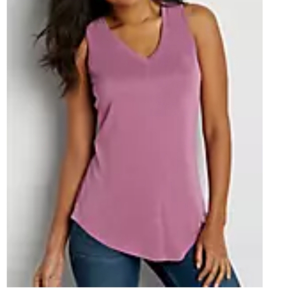 Maurices 24/7 Vneck Tank Top Soft Sandwashed Mauve Chalk Magenta Purple L - Picture 1 of 6
